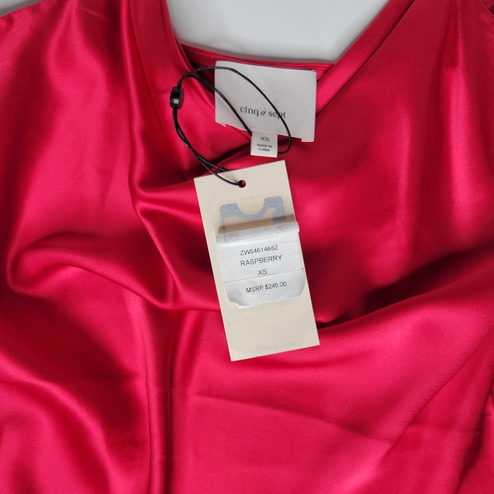 Cinq a Sept Marta Quiet Luxury Old Money Sexy Silk Cowlneck Cami Red size XS - Picture 9 of 14